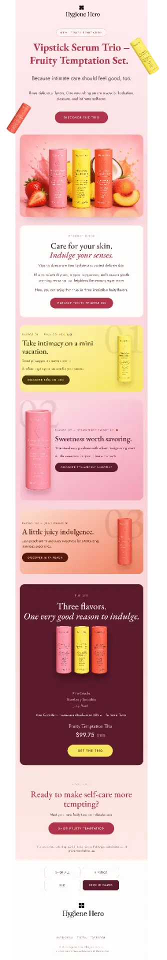 Skincare product launch email design